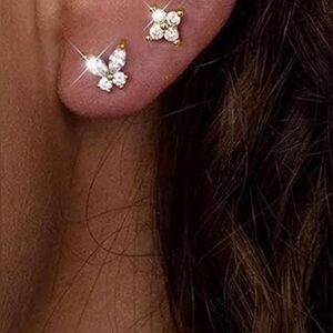 14k Gold Plated Butterfly Earrings set